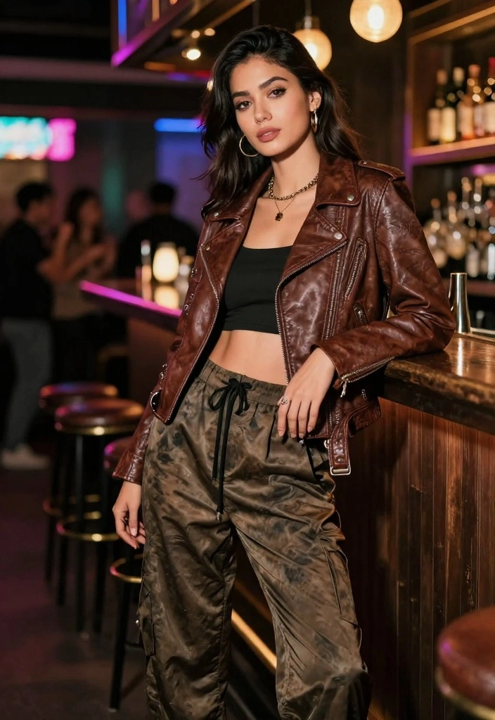 16 Harem Pants Outfit Ideas For Women With Flow - 8. Edgy with a Leather Jacket 1