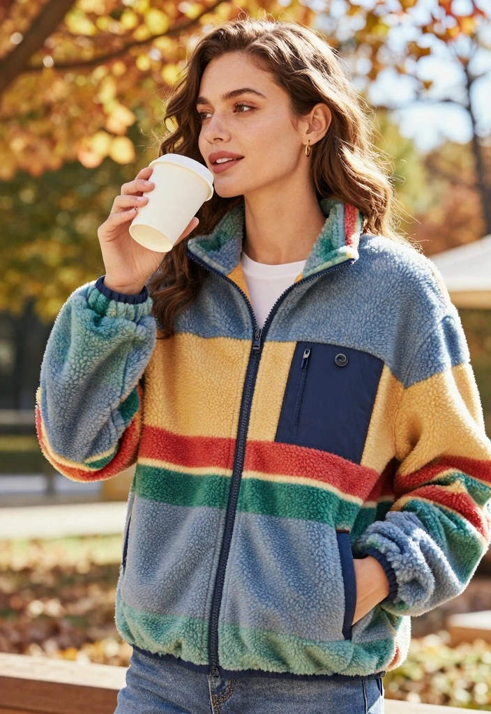 16 Jacket Outfit Ideas For Women For Any Season - 14. The Retro Fleece Jacket 1