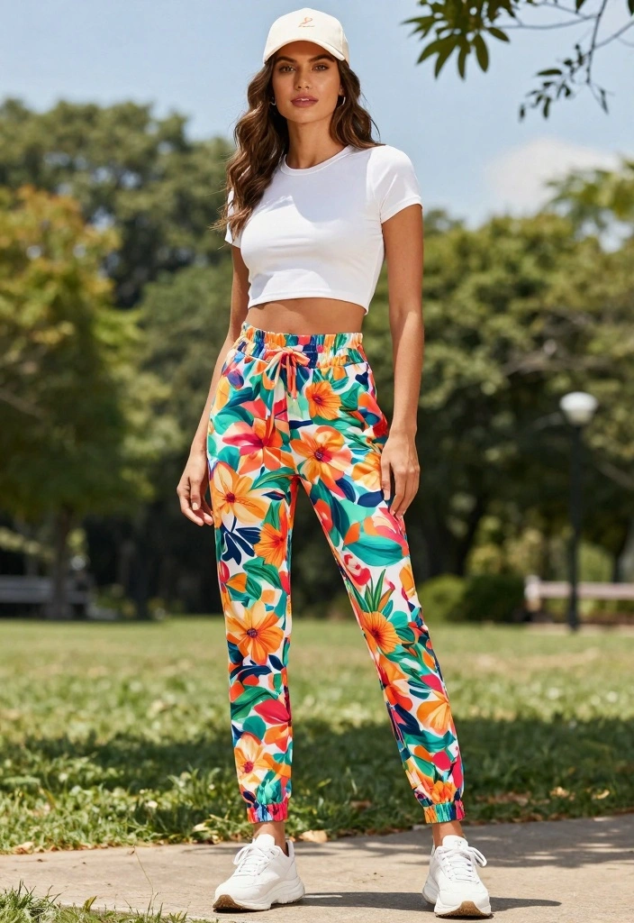 16 Sporty Pants Outfit Ideas For Women With Athletic Feel - 1. High-Waisted Joggers with a Crop Top 1