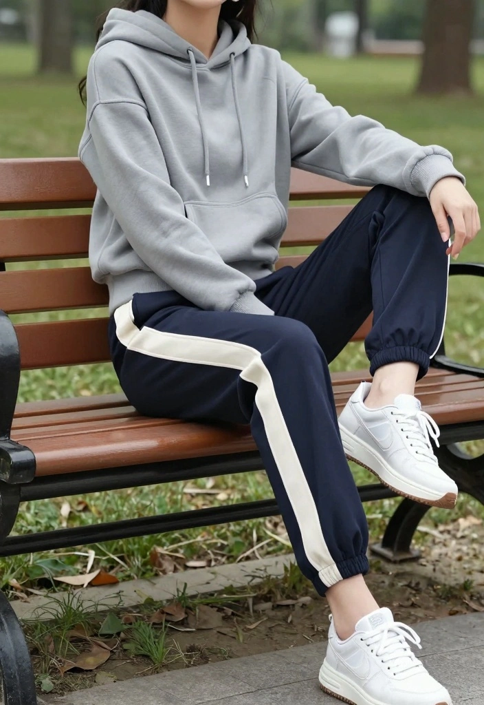 16 Sporty Pants Outfit Ideas For Women With Athletic Feel - 6. Track Pants with a Hoodie 1