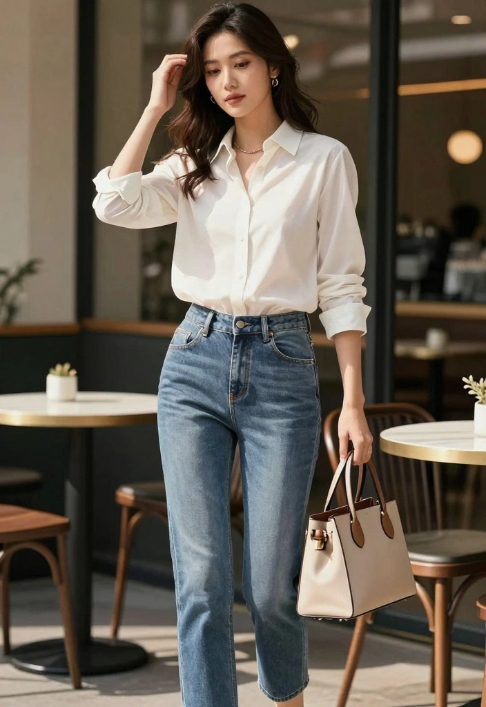 16 Summer Mom Jeans Outfit Ideas For Women - 6. Chic Button-Up with Loafers 1