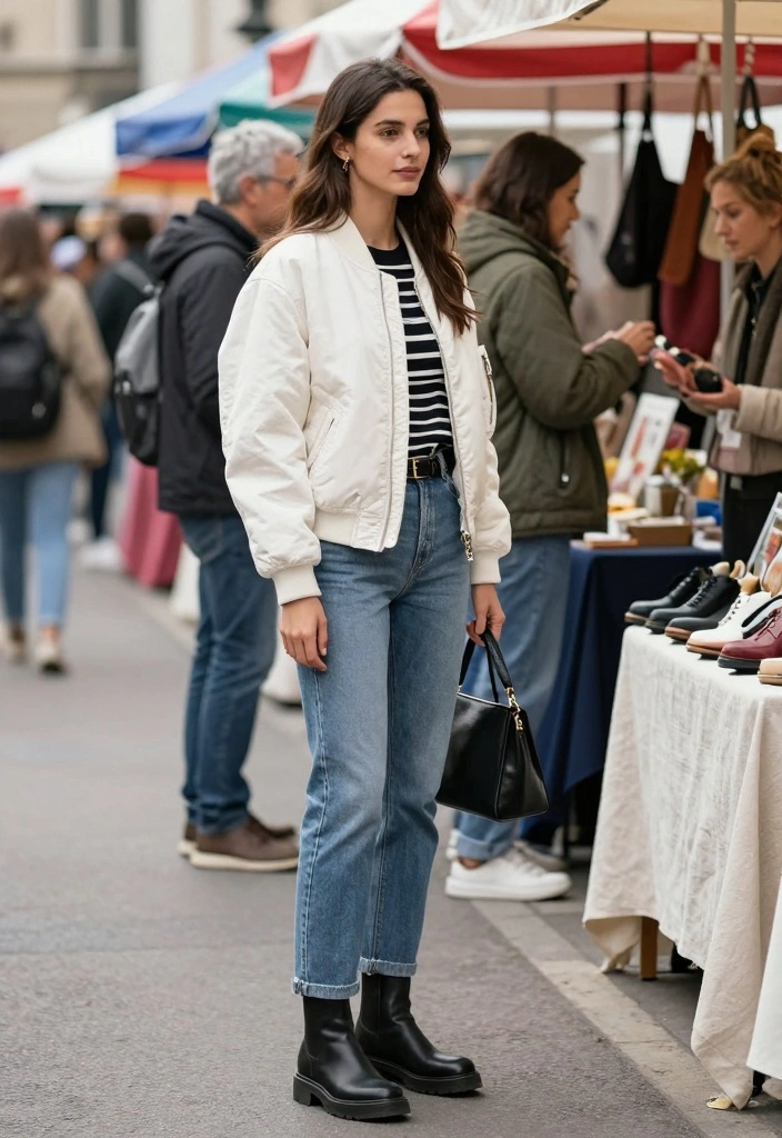 16 White Jacket Outfit Ideas For Women With Clean Look - 6. White Bomber Jacket 1