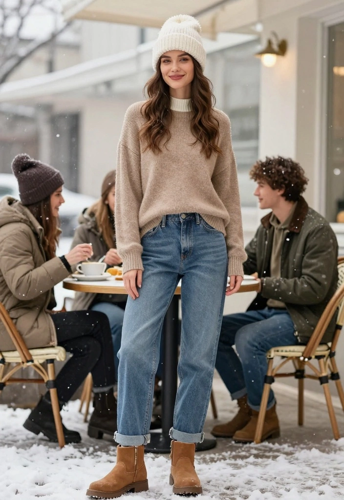 16 Winter Brunch Outfit Ideas For Black Women With Style - 16. Warm Layered Look with Beanie 1