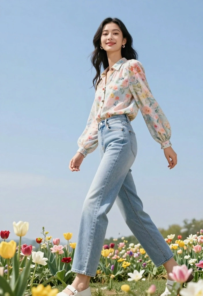 17 Women Jeans Outfit Inspo Ideas You Will Love - 5. Floral Prints and Pastels 1
