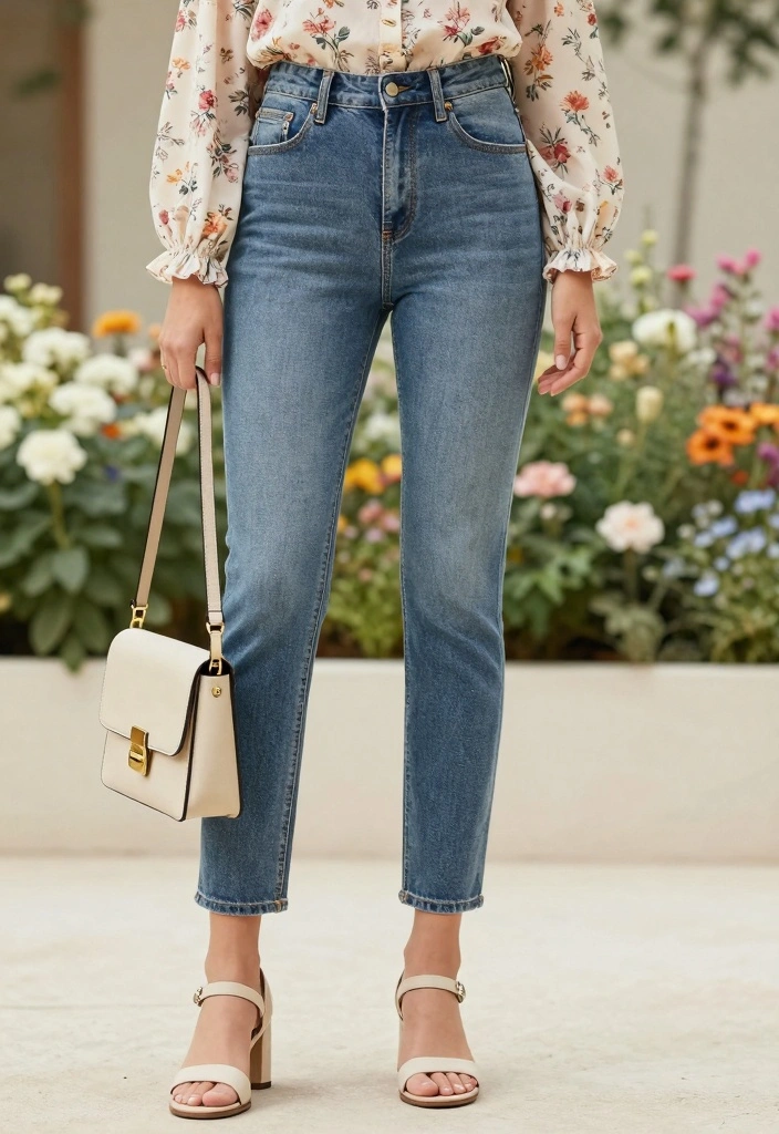 18 Jeans And Denim Outfit Ideas To Dress To Impress For Women - 11. Denim and Floral Patterns 1