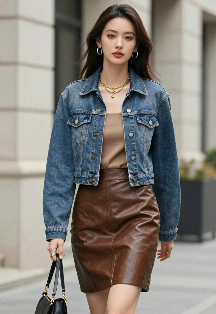18 Jeans And Denim Outfit Ideas To Dress To Impress For Women - 13. Denim and Leather Combo 1