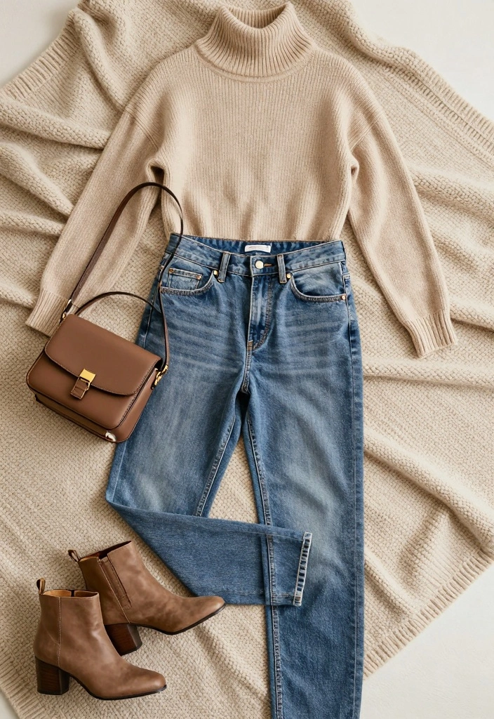 18 Jeans And Denim Outfit Ideas To Dress To Impress For Women - 7. Layering with Denim and Chunky Knitwear 1