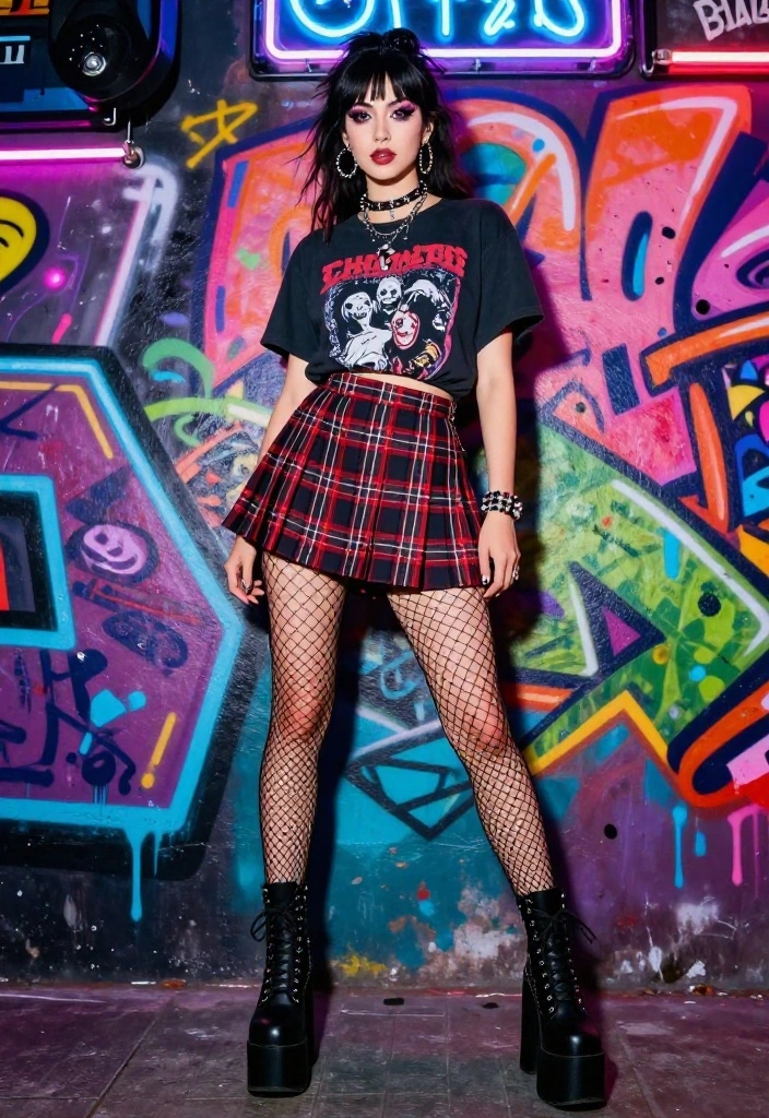 12 Avril Lavigne Concert Outfit Ideas That Channel 2000s Edge - 1. Plaid Skirt and Band Tee Combo 1