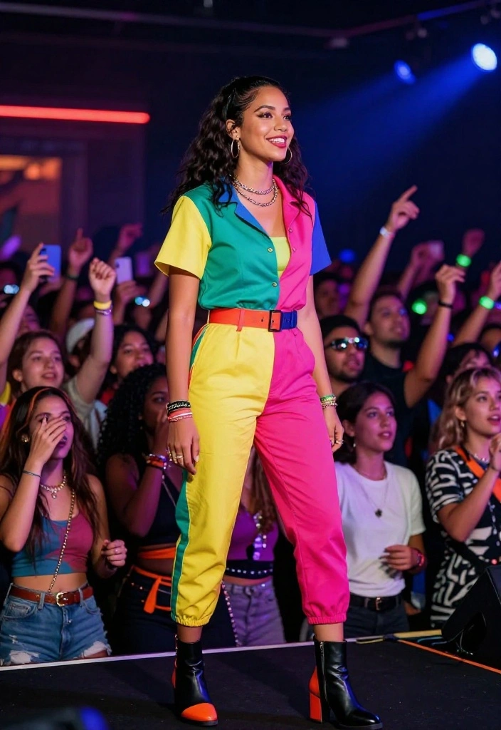 12 Avril Lavigne Concert Outfit Ideas That Channel 2000s Edge - 10. Color Blocked Outfit with Layering 1