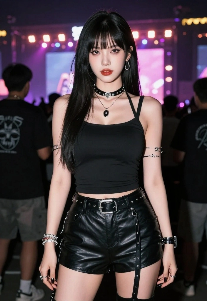12 Avril Lavigne Concert Outfit Ideas That Channel 2000s Edge - 12. Monochrome Look with Edgy Accessories 1