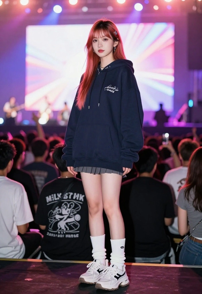 12 Avril Lavigne Concert Outfit Ideas That Channel 2000s Edge - 4. Oversized Hoodie with Skater Skirt 1