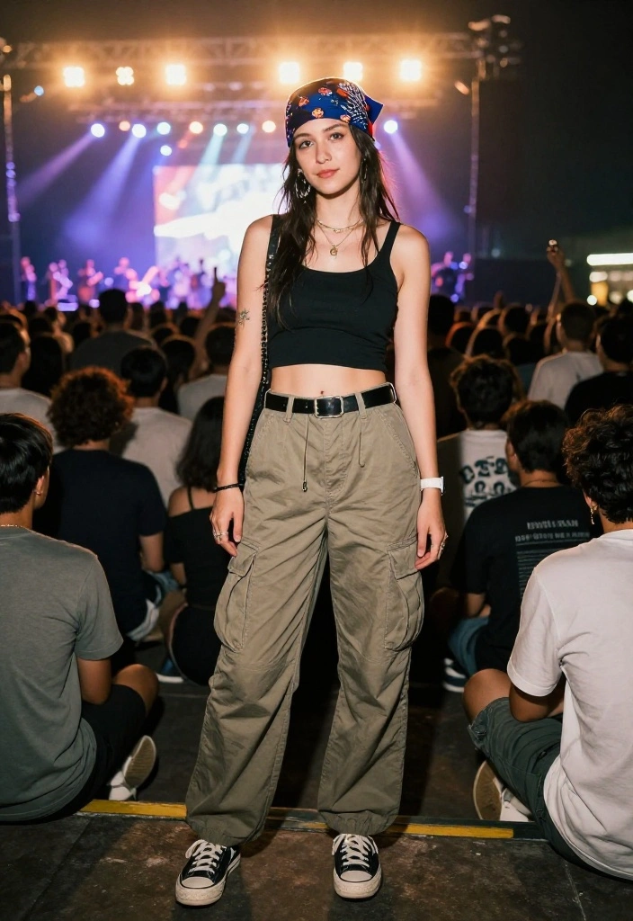 12 Avril Lavigne Concert Outfit Ideas That Channel 2000s Edge - 8. Bandana and Cargo Pants Ensemble 1