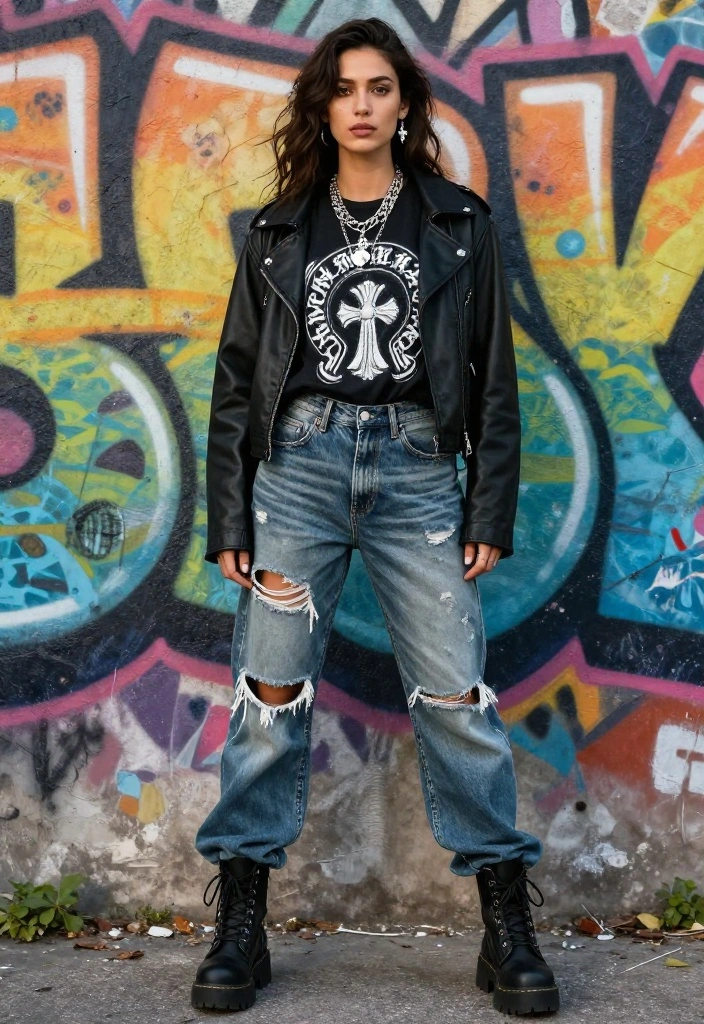12 Chrome Hearts Outfit Ideas for Women That Look Edgy Without Trying Too Hard - 1. Graphic Tees & Distressed Jeans 1