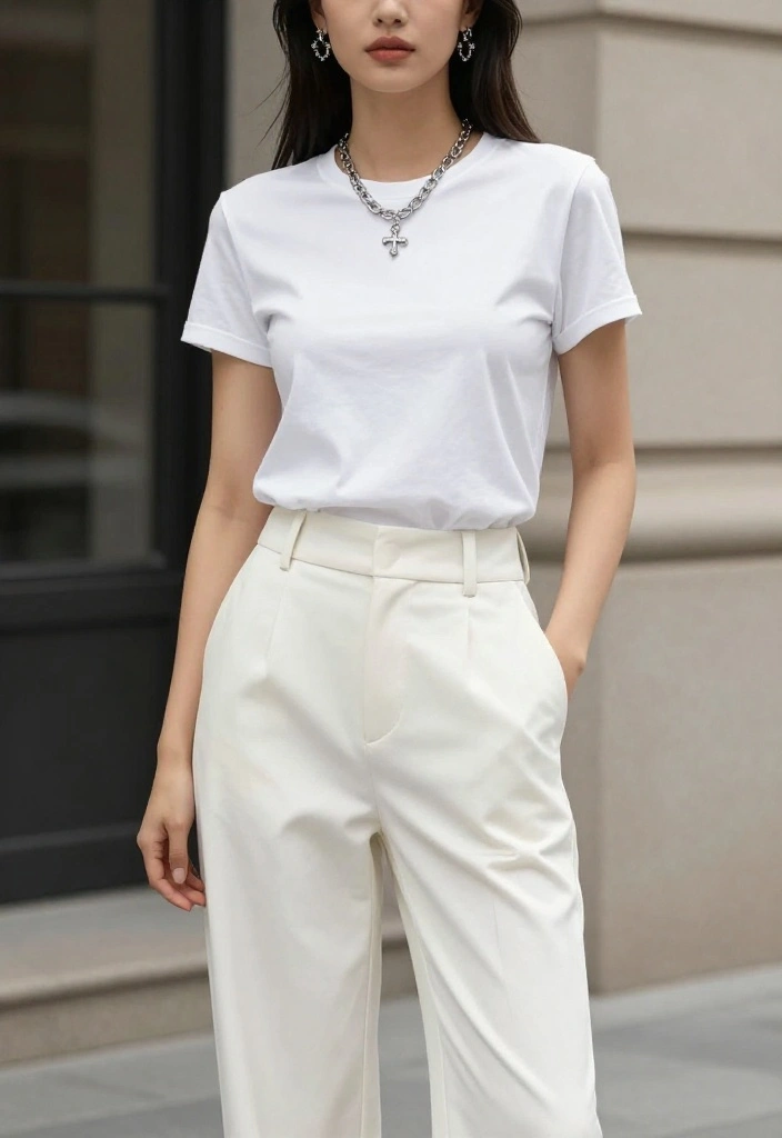 12 Chrome Hearts Outfit Ideas for Women That Look Edgy Without Trying Too Hard - 10. Classic White Tee and Chrome Hearts Accessories 1