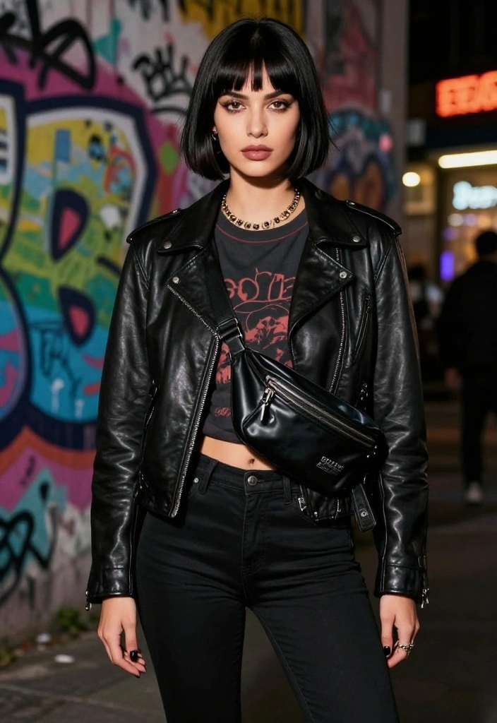 12 Fanny Pack Outfit Ideas for Women That Look Styled Not Practical - 3. Edgy Vibes with Leather 1