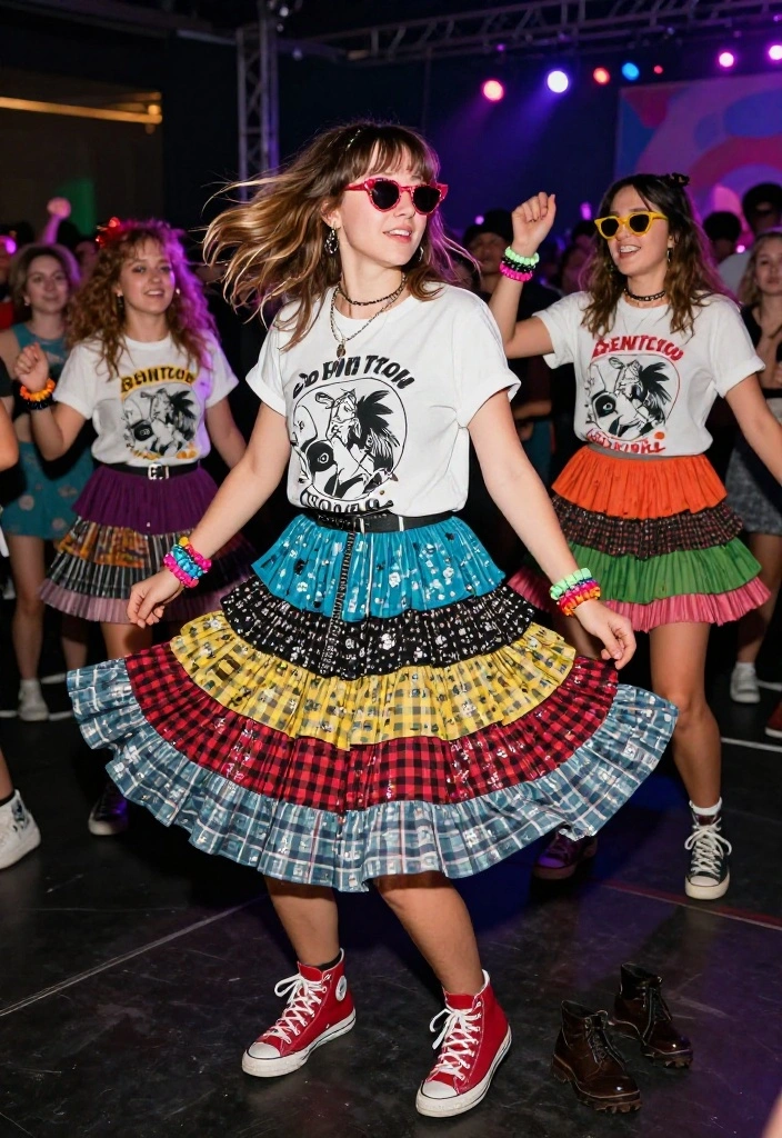 12 Green Day Concert Outfit Ideas for Women That Survive the Pit - 3. Layered Skirts and Graphic Tees 1