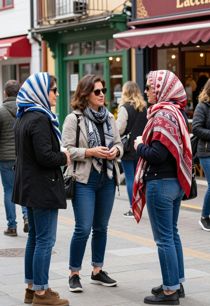 12 Indigo Jeans Outfit Ideas for Women That Match With Everything - 12. Casual Layering with a Scarf 1