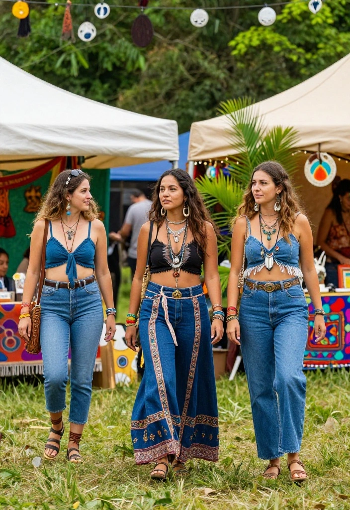 12 Indigo Jeans Outfit Ideas for Women That Match With Everything - 5. Bohemian Flair with Indigo Jeans 1