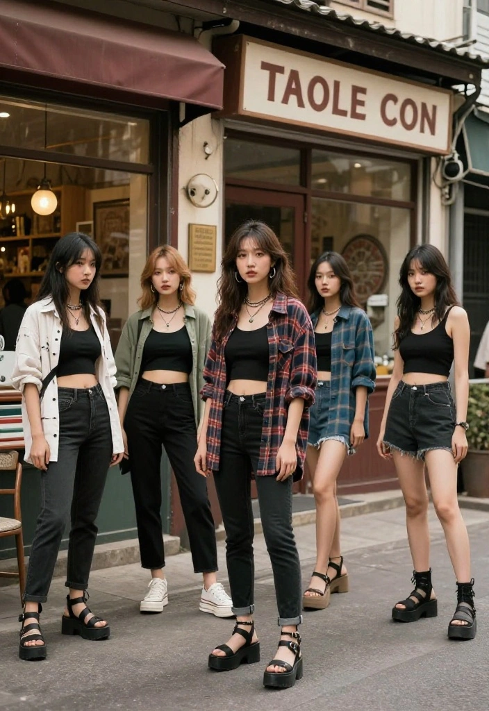 12 Women Outfit Ideas 90s Style That Don't Look Like a Costume - 2. Flannel Shirts and Crop Tops 1