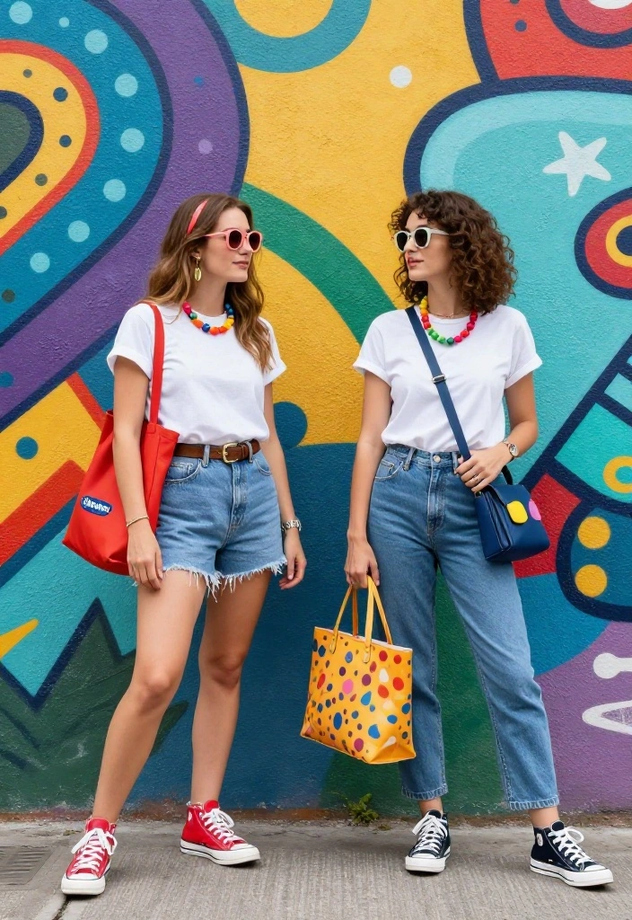 12 Women Outfit Ideas 90s Style That Don't Look Like a Costume - 9. Bright Accessories and Simple Outfits 1