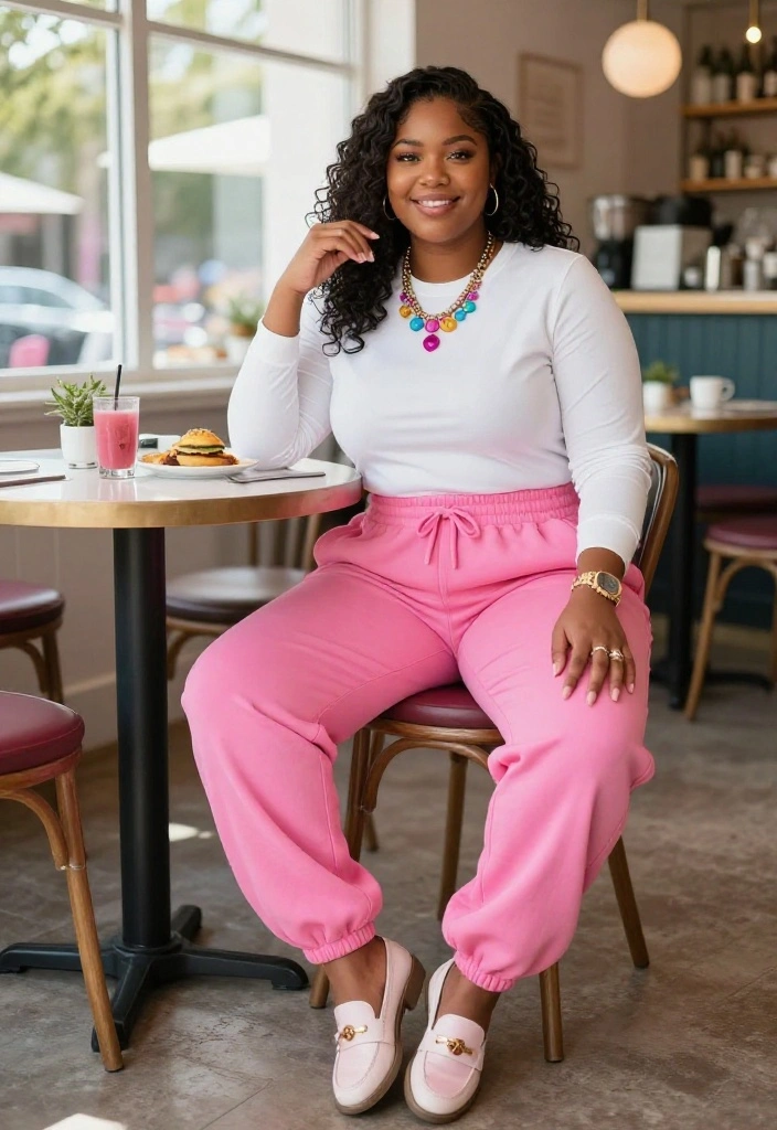 14 Baggy Sweatpants Outfit Ideas That Don't Look Too Casual - 11. Weekend Brunch: Casual Elegance 1