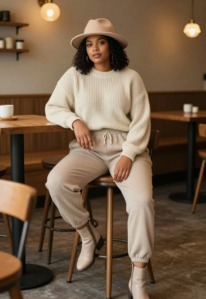 14 Baggy Sweatpants Outfit Ideas That Don't Look Too Casual - 4. Cozy Knits: Sweater Weather 1