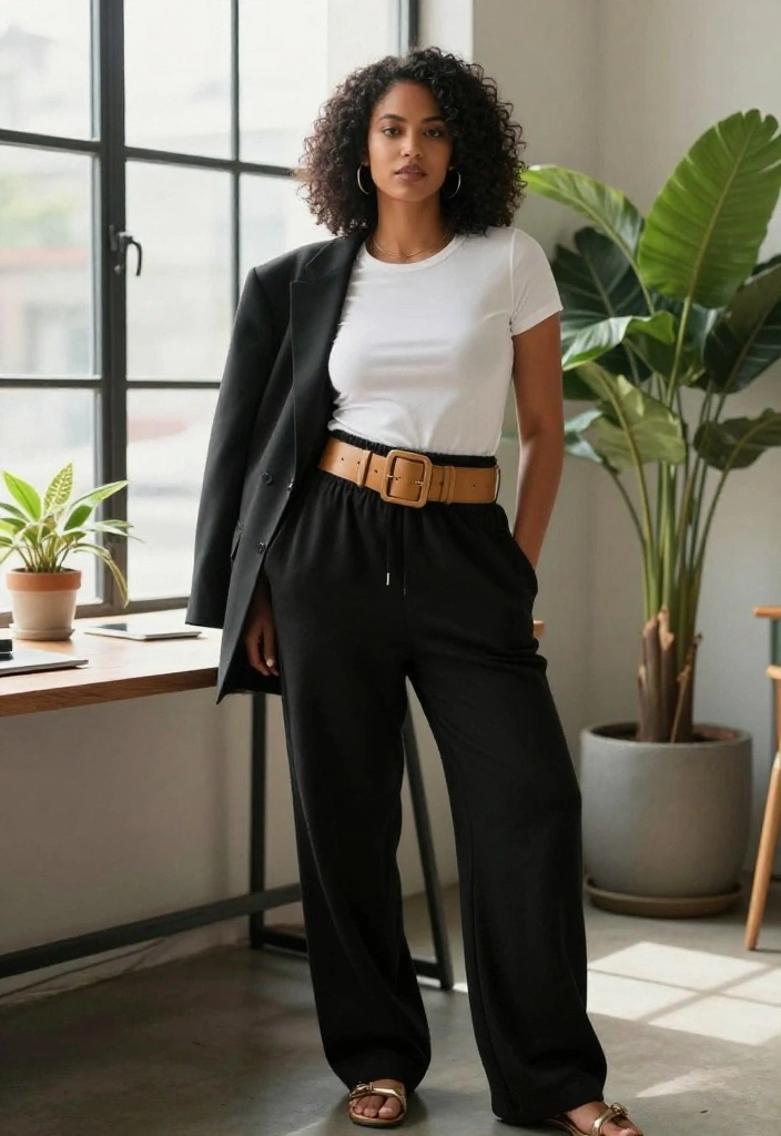 14 Baggy Sweatpants Outfit Ideas That Don't Look Too Casual - 8. Chic Belting Techniques 1