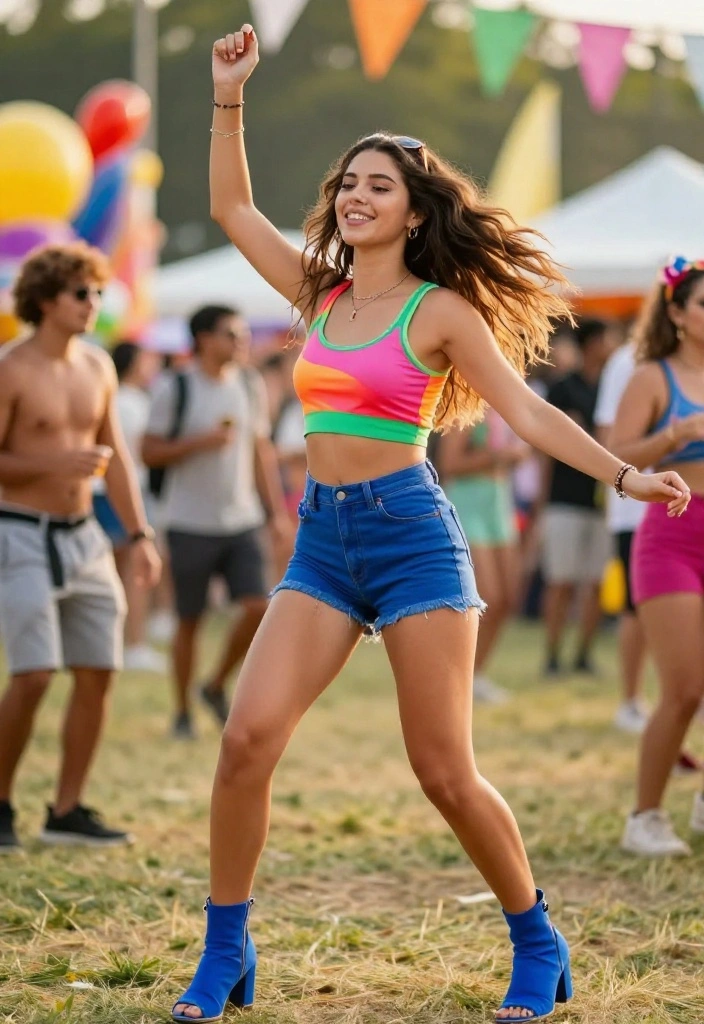 14 Blue Heels Outfit Ideas for Women Beyond Navy Suits - 14. Retro Vibes with High-Waisted Shorts 1