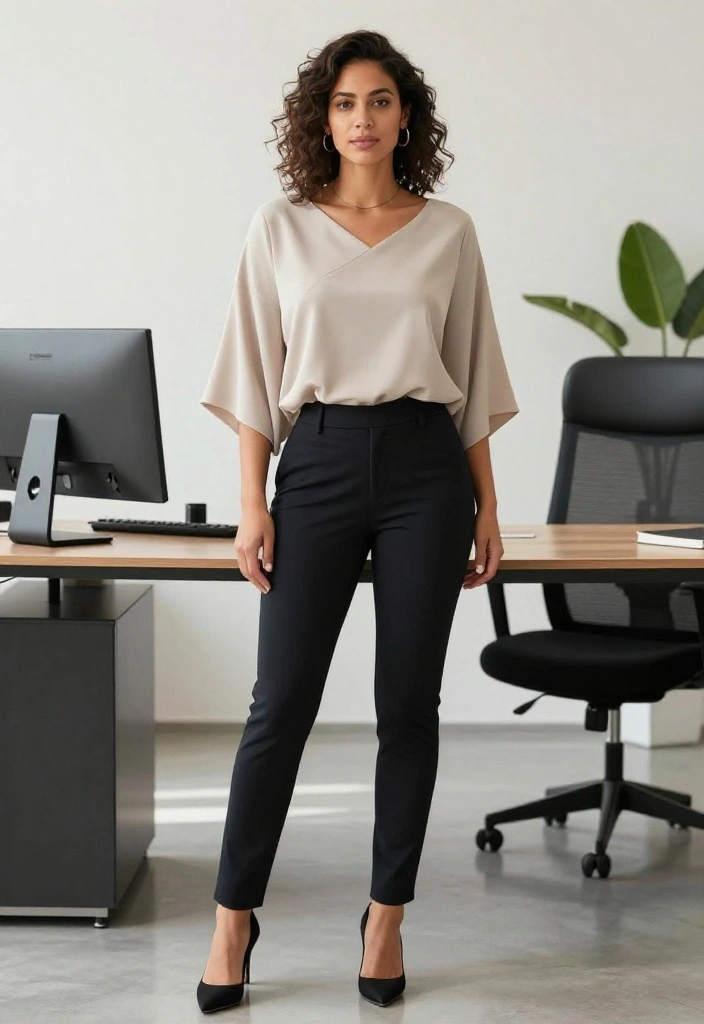 14 Flowy Tops Outfit Ideas for Women That Balance Volume Without Looking Shapeless - 13. Asymmetrical Flowy Top with Tapered Pants 1