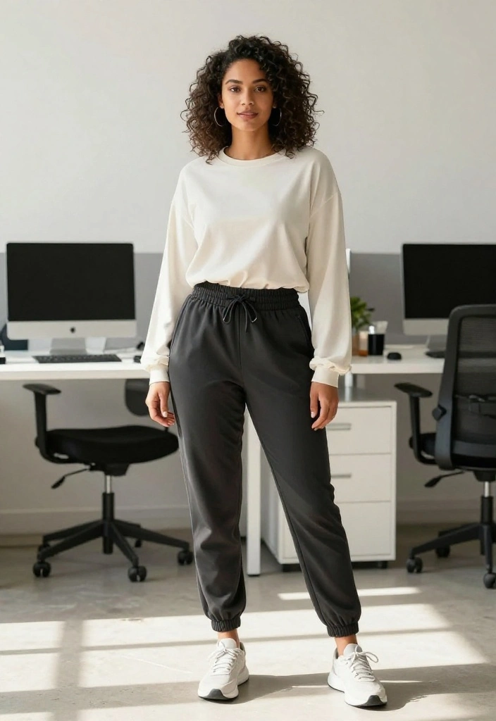 14 Flowy Tops Outfit Ideas for Women That Balance Volume Without Looking Shapeless - 9. Relaxed Fit Flowy Top with Smart Joggers 1