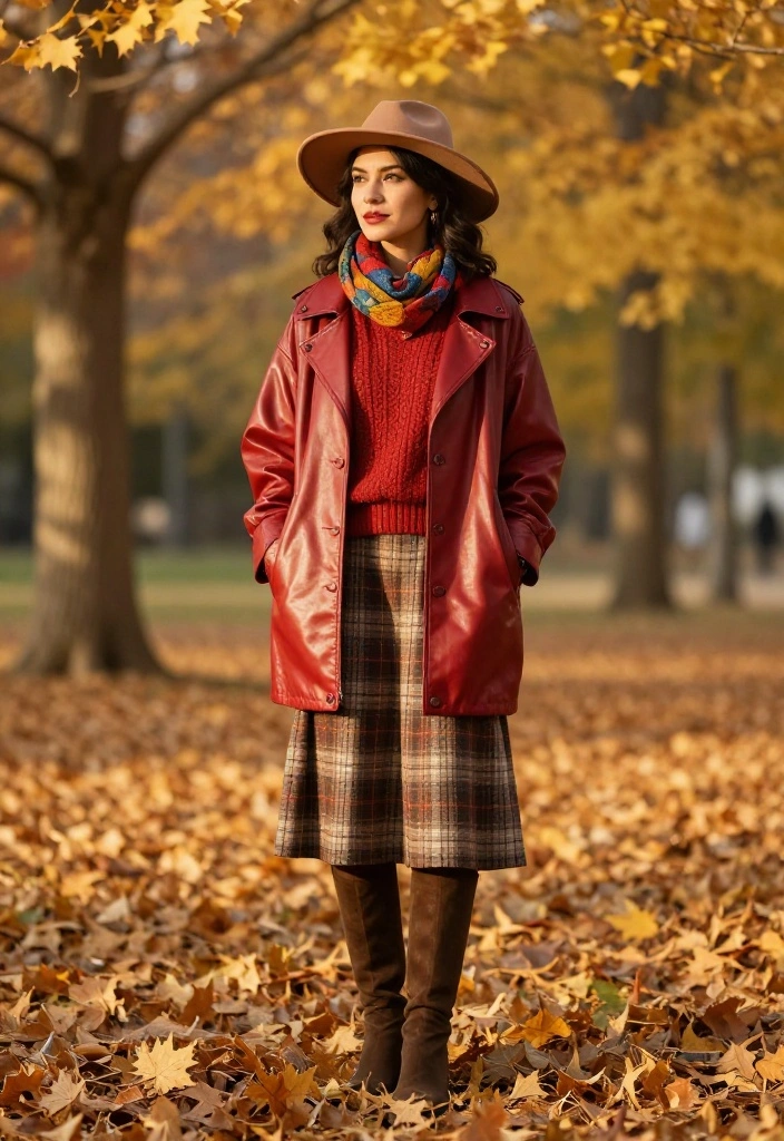 14 Red Leather Jacket Outfit Ideas for Women That Edge Up Any Look - 4. Edgy Layering for Autumn 1