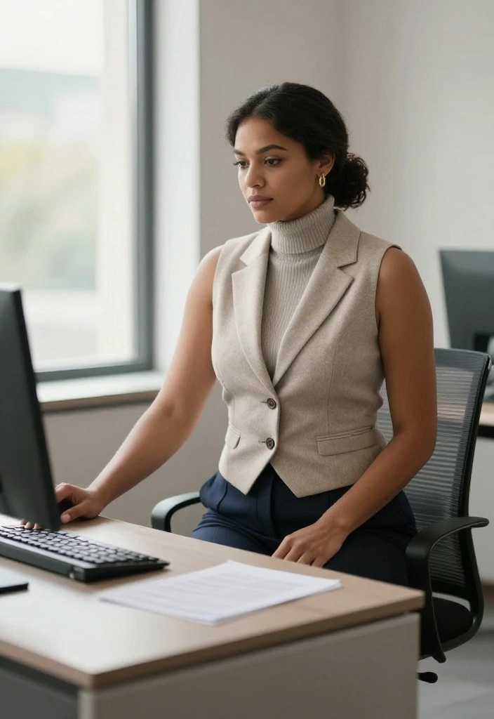 14 Sleeveless Vest Outfit Inspirations for Women That Layer - 12. Stylish Neutrals with a Sleeveless Wool Vest 1