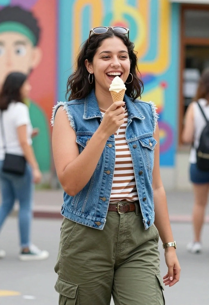 14 Sleeveless Vest Outfit Inspirations for Women That Layer - 3. Effortless Layer with a Denim Vest 1