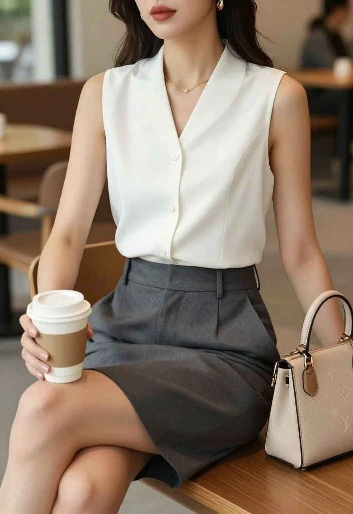 14 Sleeveless Vest Outfit Inspirations for Women That Layer - 6. Casual Elegance with a Tailored Sleeveless Vest 1