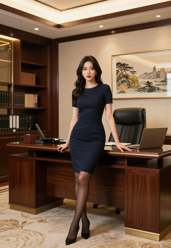 14 Stockings Outfit Classy Ideas for Women for Date Night & Events - 3. Elegant Pencil Skirt with Sheer Stockings 1