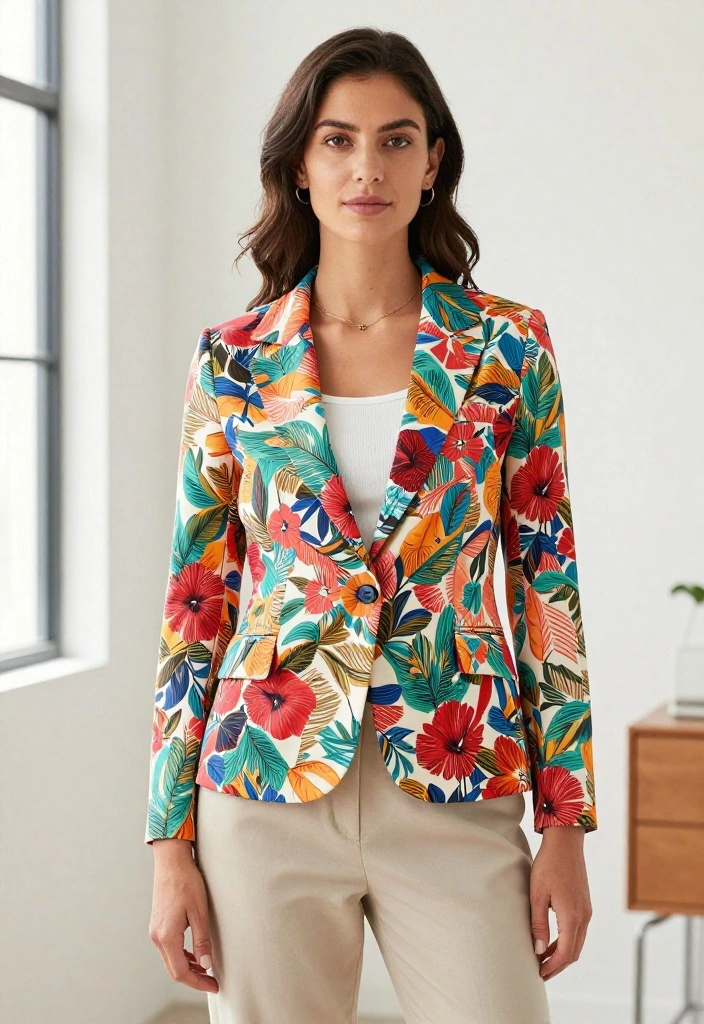 14 Women Blazer Outfit Ideas That Work for Office and Dinner - 4. Statement Prints for Bold Fashionistas 1