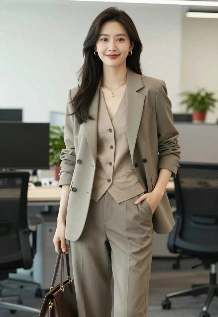 14 Women Blazer Outfit Ideas That Work for Office and Dinner - 5. Layering with a Sustainable Vest 1