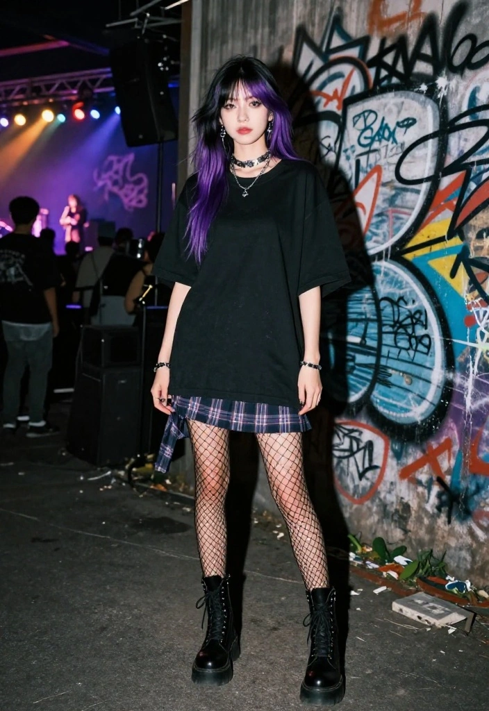 15 Emo Concert Outfit Ideas for Women That Look Authentic Not Costume - 1. Layered Band Tees and Plaid Skirts 1