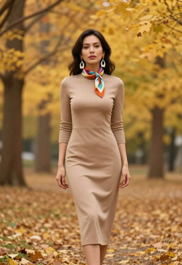 15 Fall Engagement Pictures Outfit Ideas That Look Timeless - 12. Simple Midi Dress with Statement Accessories 1
