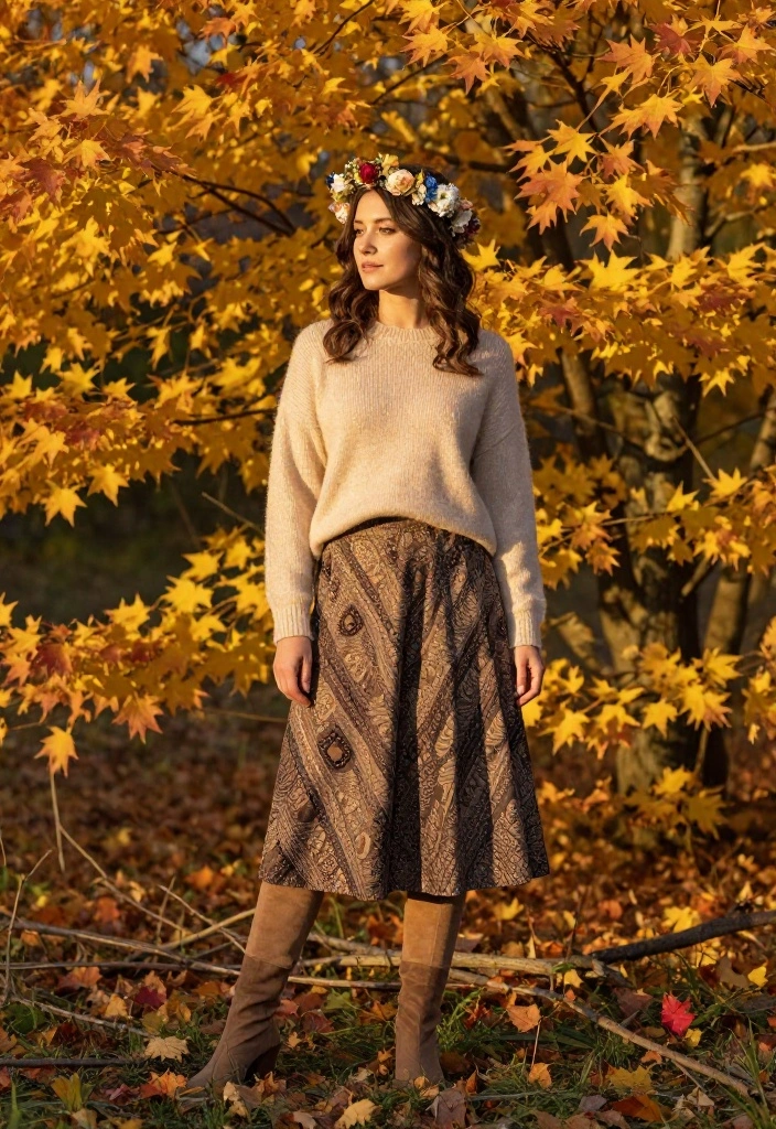 15 Fall Engagement Pictures Outfit Ideas That Look Timeless - 3. Soft Cashmere and Midi Skirt Combo 1
