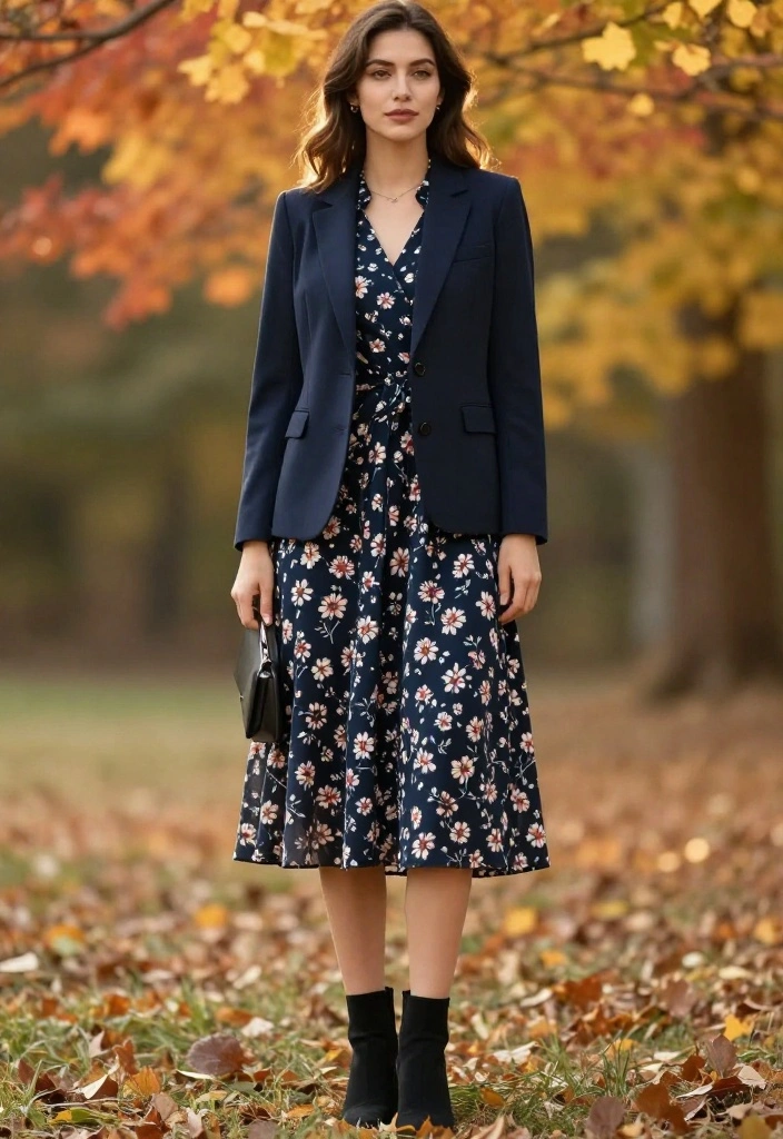 15 Fall Engagement Pictures Outfit Ideas That Look Timeless - 5. Tailored Blazer Over a Casual Dress 1