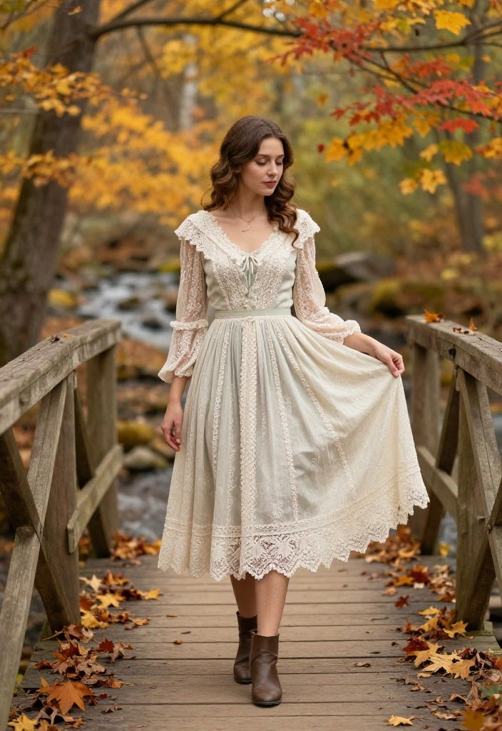15 Fall Engagement Pictures Outfit Ideas That Look Timeless - 6. Vintage-Inspired Tea-Length Dress 1