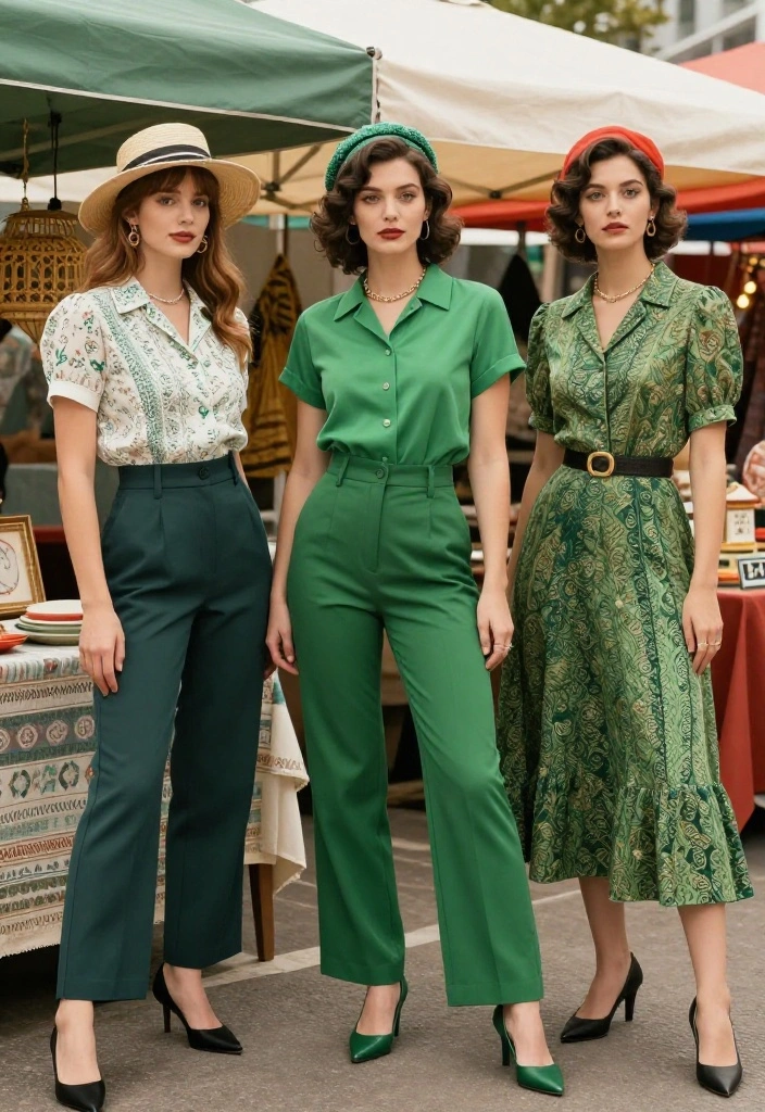 15 Green Top Outfit Ideas for Women That Pair With What You Own - 14. Vintage Inspired 1
