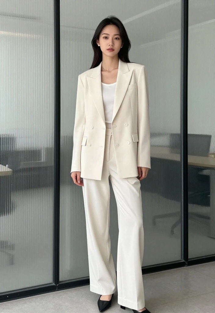 15 Off White Trousers Outfit Ideas for Women That Don't Show Stains - 10. Classic Monochrome 1