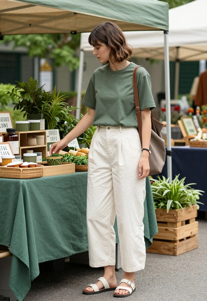 15 Off White Trousers Outfit Ideas for Women That Don't Show Stains - 12. Eco-Friendly Chic 1