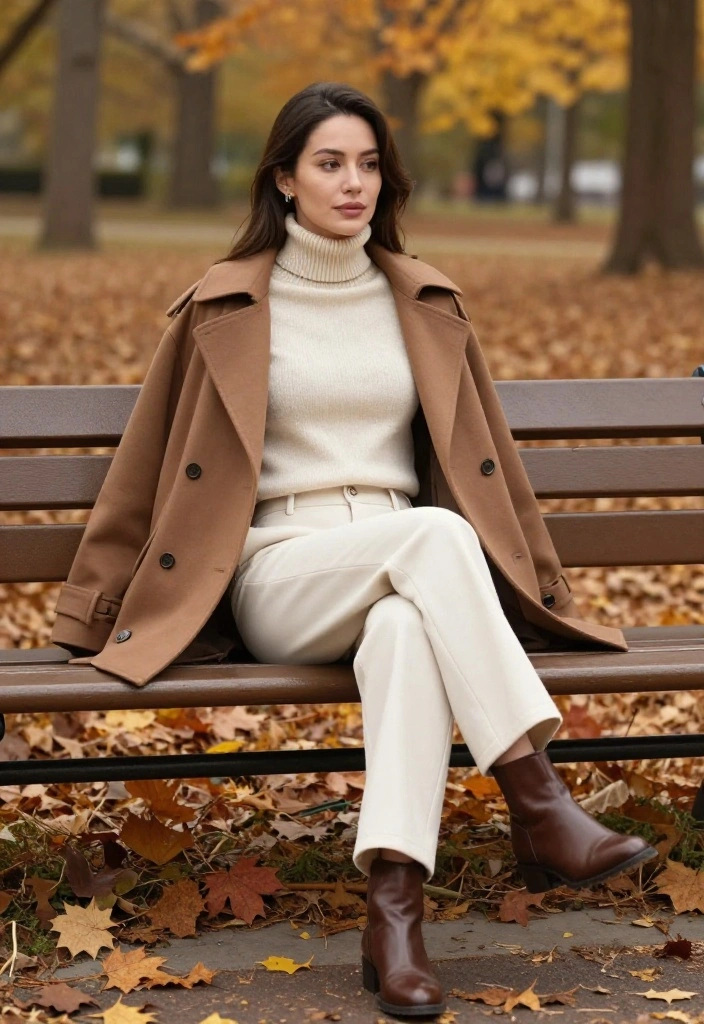 15 Off White Trousers Outfit Ideas for Women That Don't Show Stains - 4. Layering for Fall 1