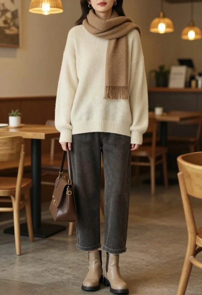 15 Palazzo Jeans Outfit Ideas for Women That Aren't Too Casual - 12. Soft Knits for Cozy Days 1