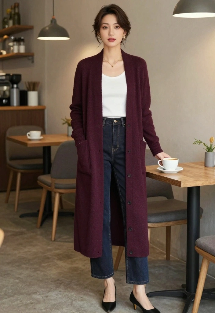 15 Palazzo Jeans Outfit Ideas for Women That Aren't Too Casual - 7. Layering with Long Cardigans 1