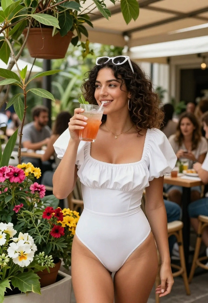 15 White Bodysuit Outfit Ideas for Women That Hide Sweat & Stains - 11. Fun and Flirty with a Peplum Top 1