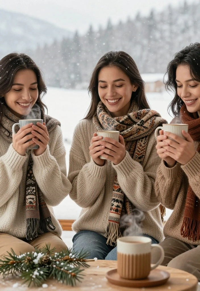 15 Winter Wonderland Outfit Ideas for Women for Photos - 1. Chunky Knit Sweaters with Layered Scarves 1